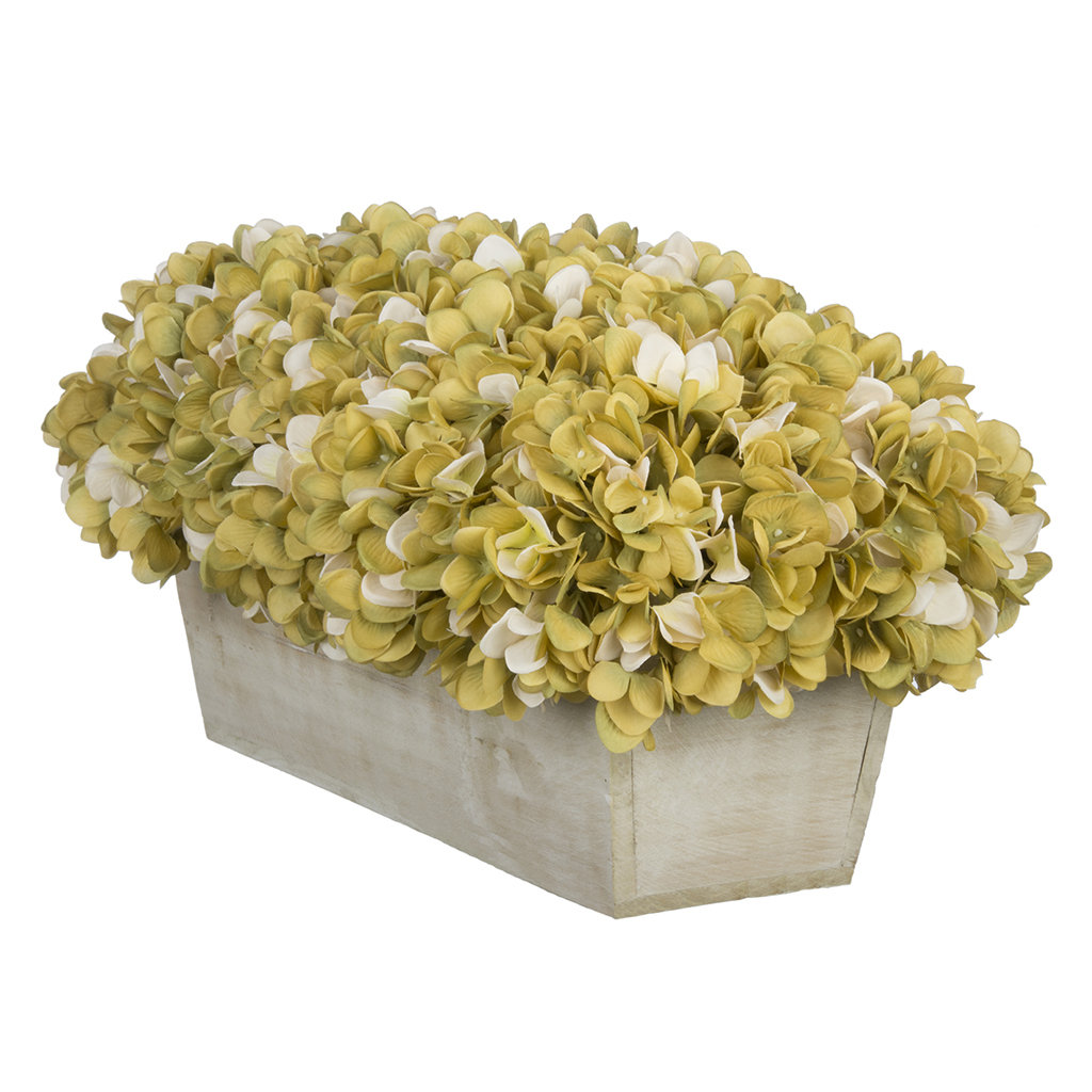 Synthetic Fabric Hydrangea Arrangement in Planter Primrue Flower 