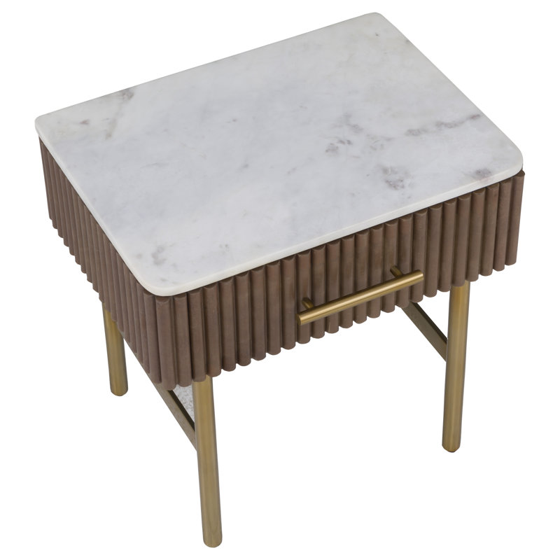 One Drawer End Table, White
