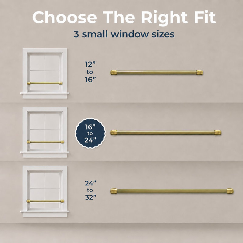 L5201BUN Aluminum Adjustable Double Curtain Rod, 16" – 24", Gold Plated