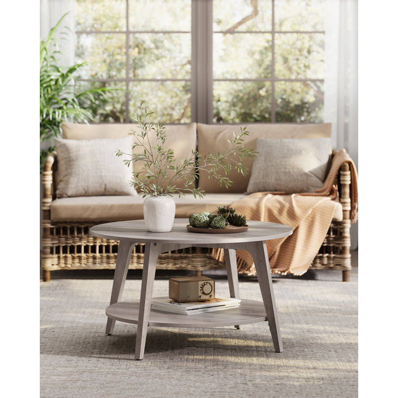 Byadbo Floor Shelf Coffee Table with Storage, Beige
