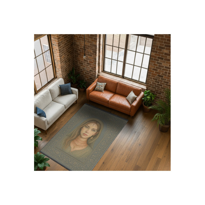 Tapis vert tissé à motif lavable Mosso, 2'6" x 9'10"
