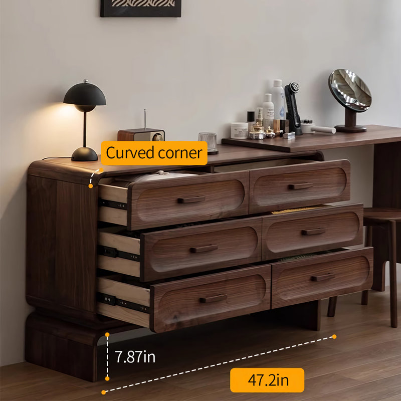 Simple Black Walnut Solid Wood Retractable Vanity. Vanity