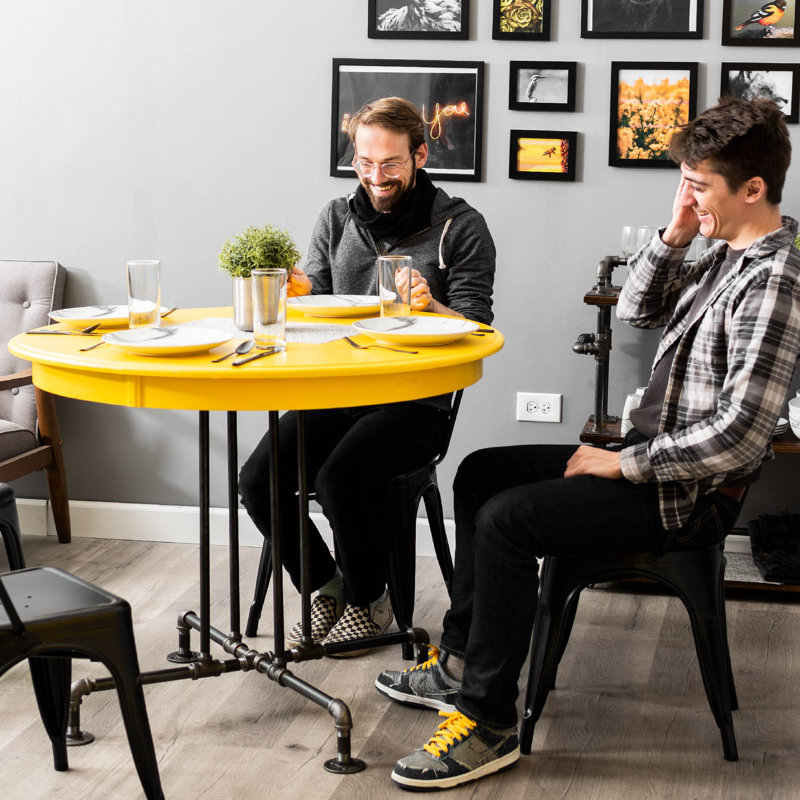 Ensemble de table de cuisine robuste en acier noir