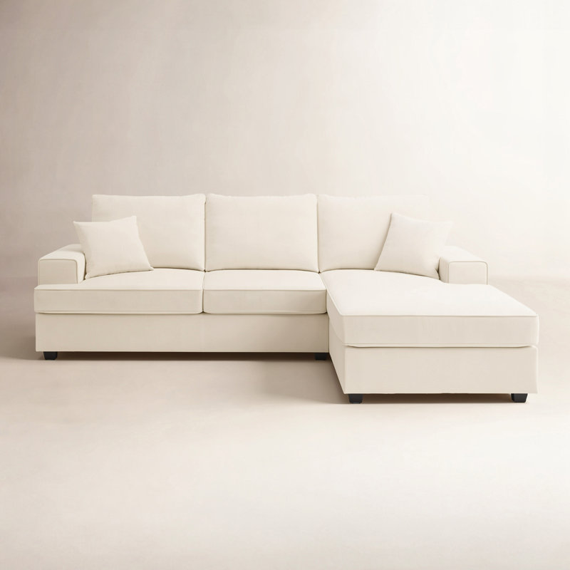 Alden 100" W Reversible Sectional with Down-Filled Cushions, Cream