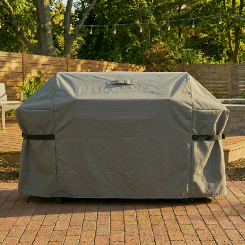 Weatherproof Heavy Duty BBQ Grill Cover, 64" W x 44" D x 24" H, Gray