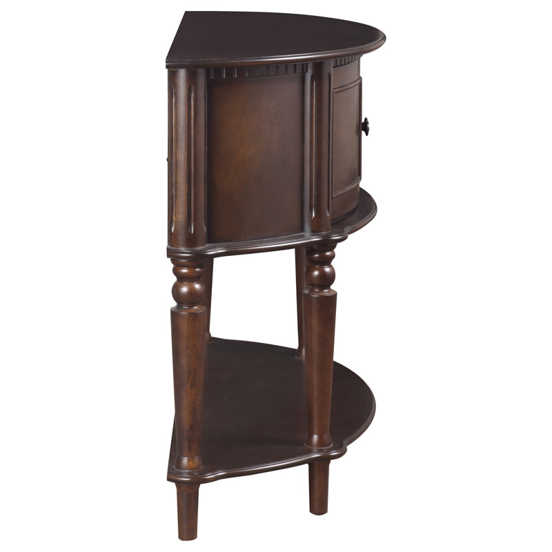 Alyssa 38'' Brown Wood Demilune Console Table with Storage