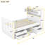 Base de lit plateforme capitaine avec bibliothèques de rangement et tablettes, quatre tiroirs