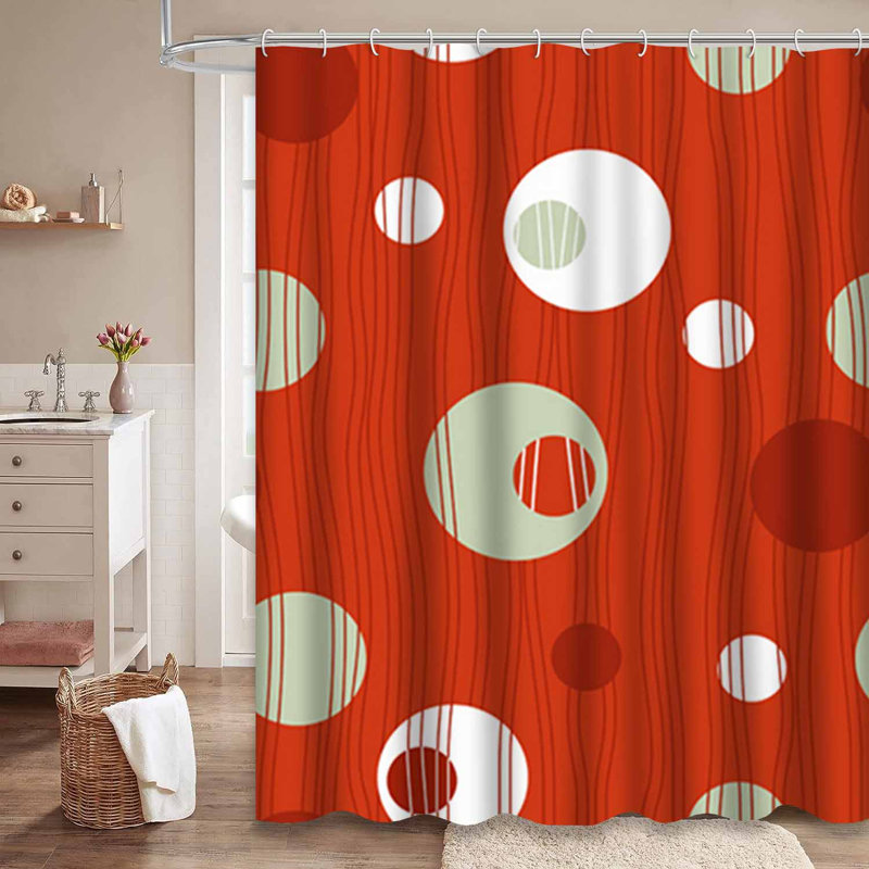 Rideau de douche imperméable Mid-Century avec 12 crochets, L 72 po x l 84 po