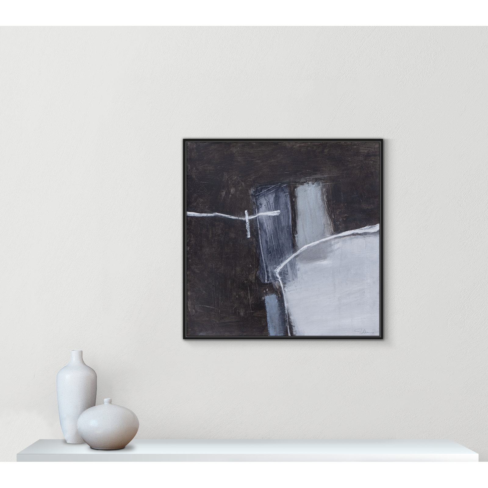 Graphite Gemstones Collection "Graphite Gemstones I" Print, 37.5" H x 37.5" W, Black