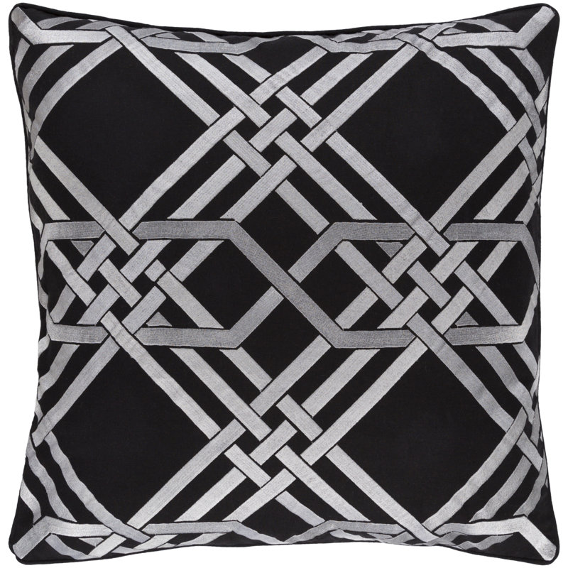 Geometric Throw Pillow, 20" H x 20" W x 4" D, Black/Gray