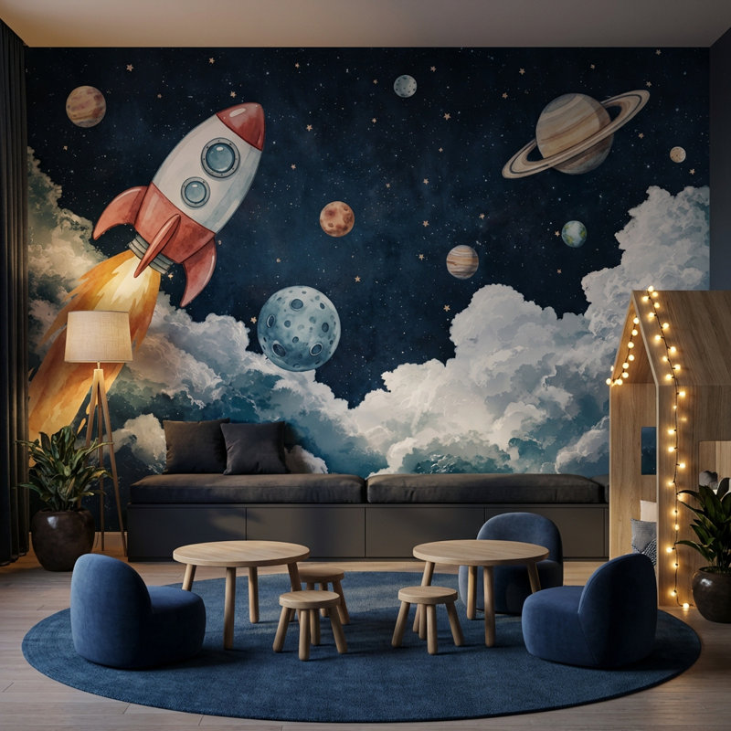 Décoration murale Starry Night, 160 po x 108 po, Peler et coller