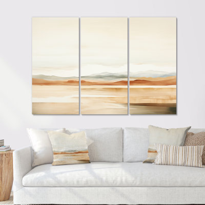 Minimalisme, horizon de montagne beige - ensemble d'art mural paysage de montagnes