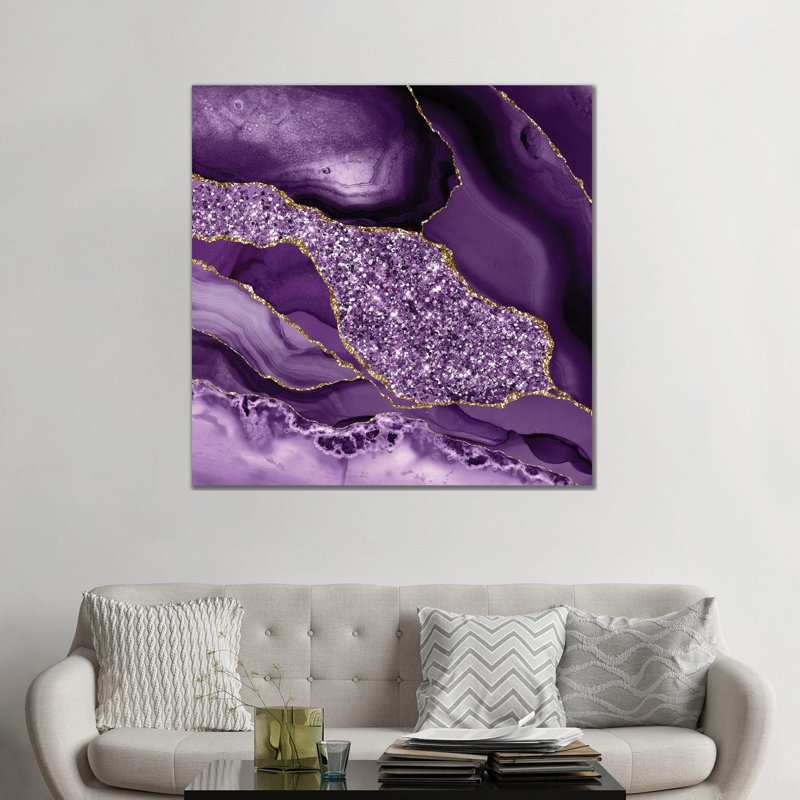 Agate Glitter Ocean Texture III, 48" H x 48" W x 1.5" D, No Mat, Wrapped Canvas