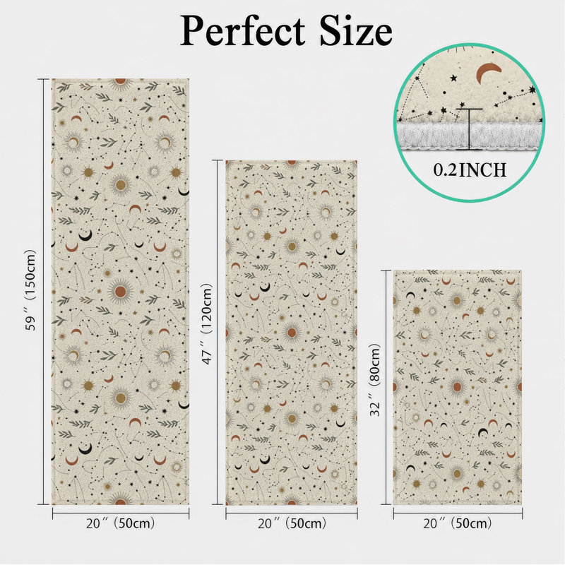 Floral Botanical Non-Slip Washable Kitchen Mats