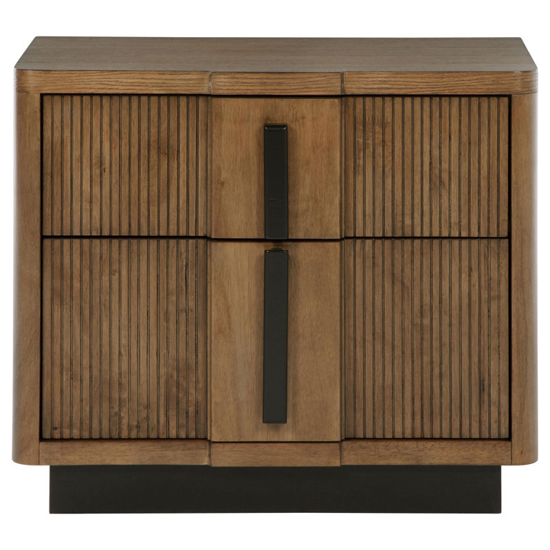 Ingileif 2-drawer Nightstand Bedside Table Ash Brown