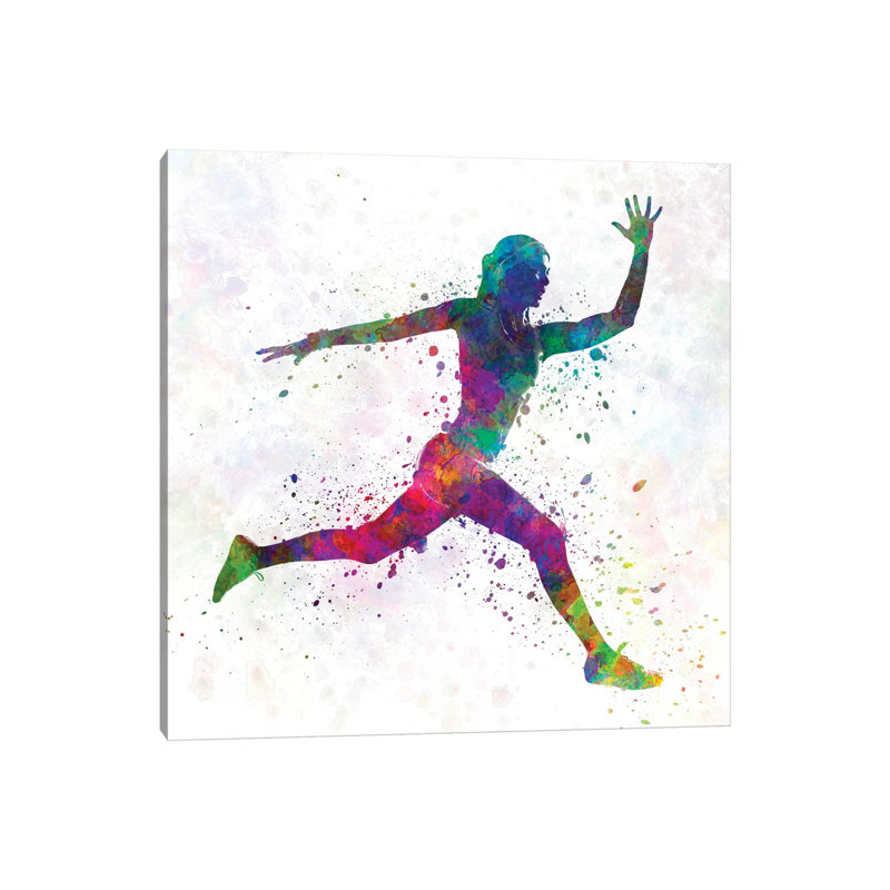 Woman Runner Running Jumping by Paul Rommer - Wrapped Canvas Painting, 93.98 cm H x 93.98 cm W x 1.91 cm D