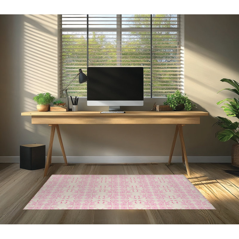 Tapis de bureau Groovy Flowers, L 36 po x P 60 po, Rose