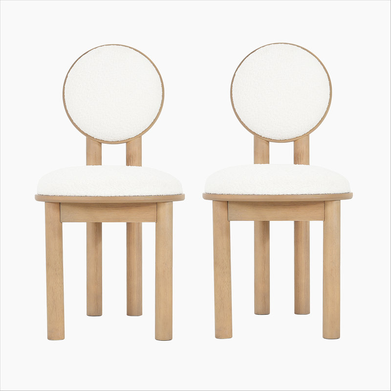 Chaise de salle à manger en polyester avec structure en bois (ensemble de 2), Naturel