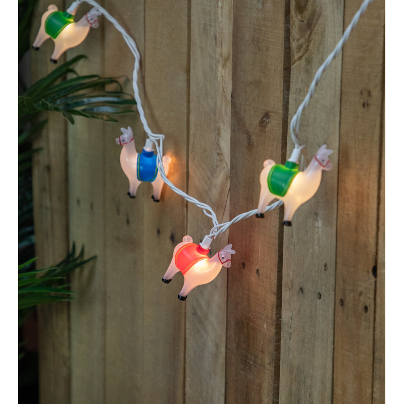 10-Count Clear Llama Patio Light Set 5.75Ft White Wire