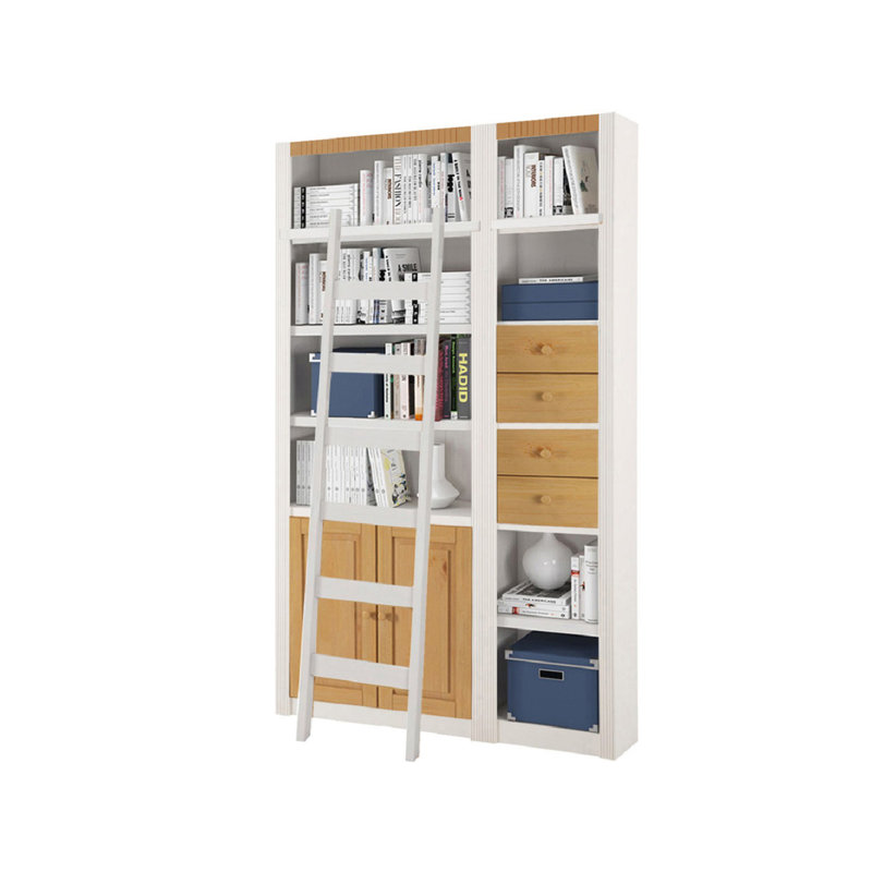 Elona 213cm H x 128cm W Solid Wood Standard Bookcase, Havana Brown, Premium Plus