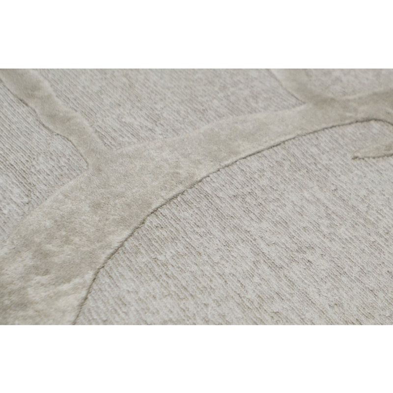 Cotton Abstract Area Rug in Beige