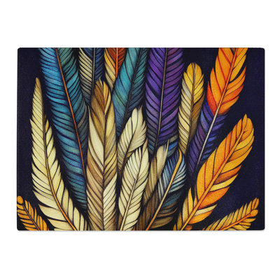 Unreal Bird Feathers  Glass Chopping Board