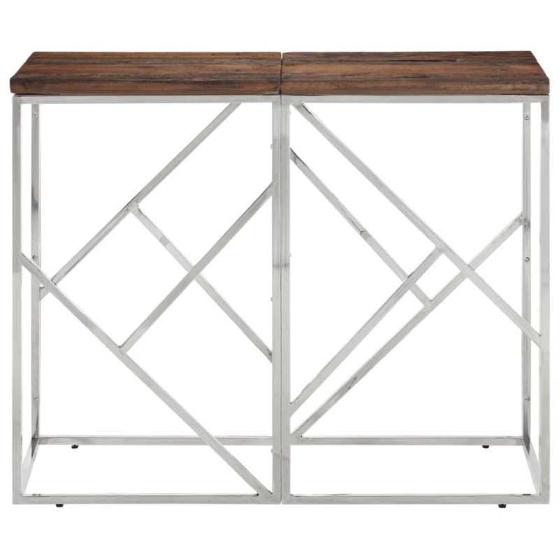 Petroniu Solid Wood Top Console Table, 70cm H x 90cm W x 40cm D, Espresso, Silver