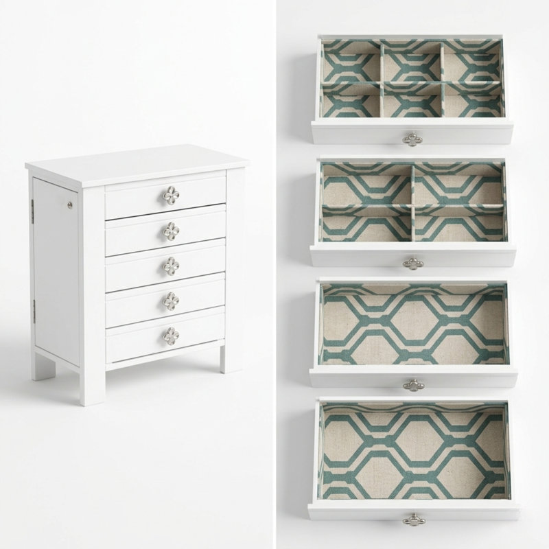 Armoire pour bijoux avec miroir Knag, Blanc