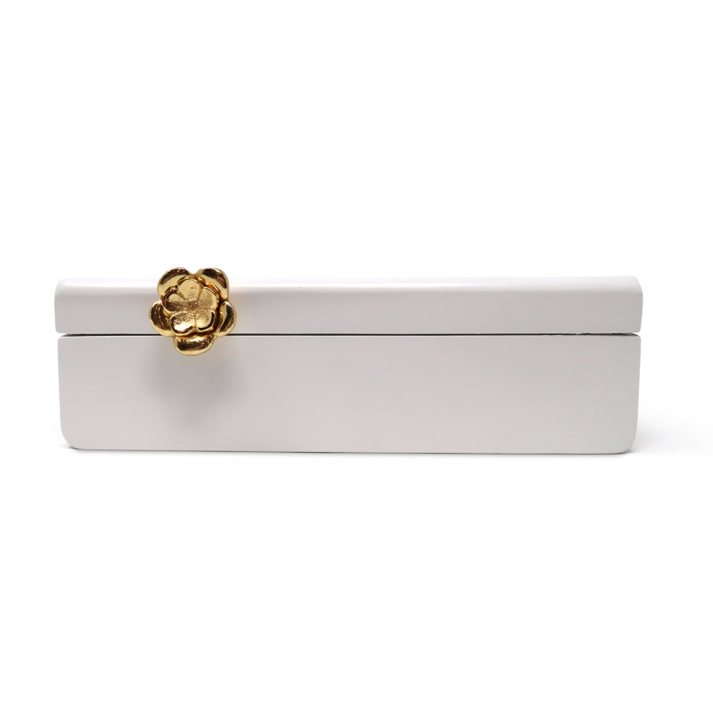 Boîte décorative en bois blanc Mercer41, H 3 po x l 10 po x P 5 po