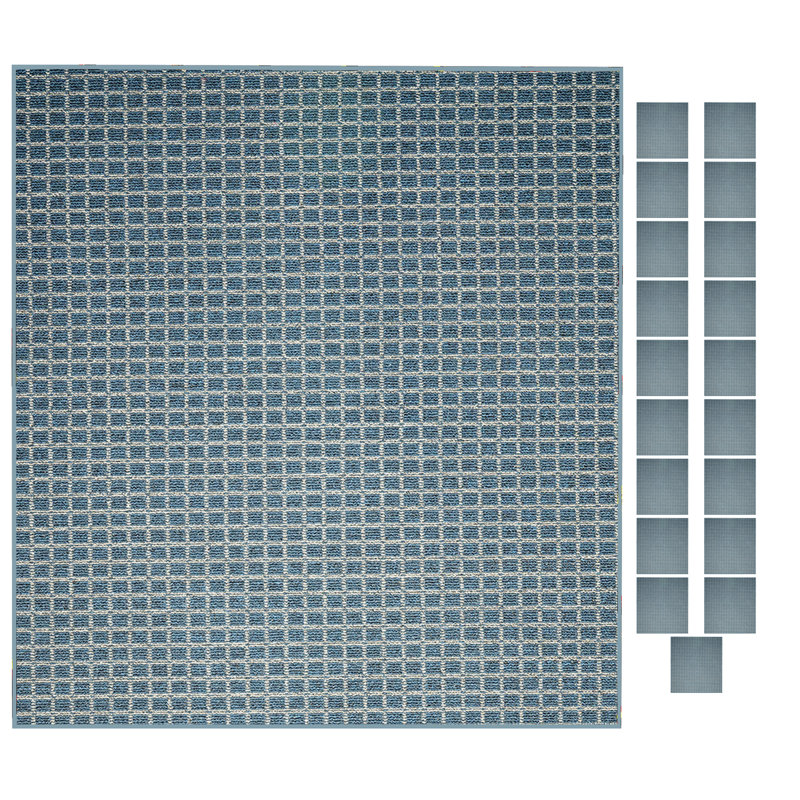 Tapis bleu marine intérieur / extérieur en polyester touffeté à la machine Taryll, Carré 3 pi