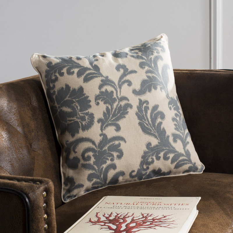 Gilbert 22" Gray Cotton Linen Damask Throw Pillow Set