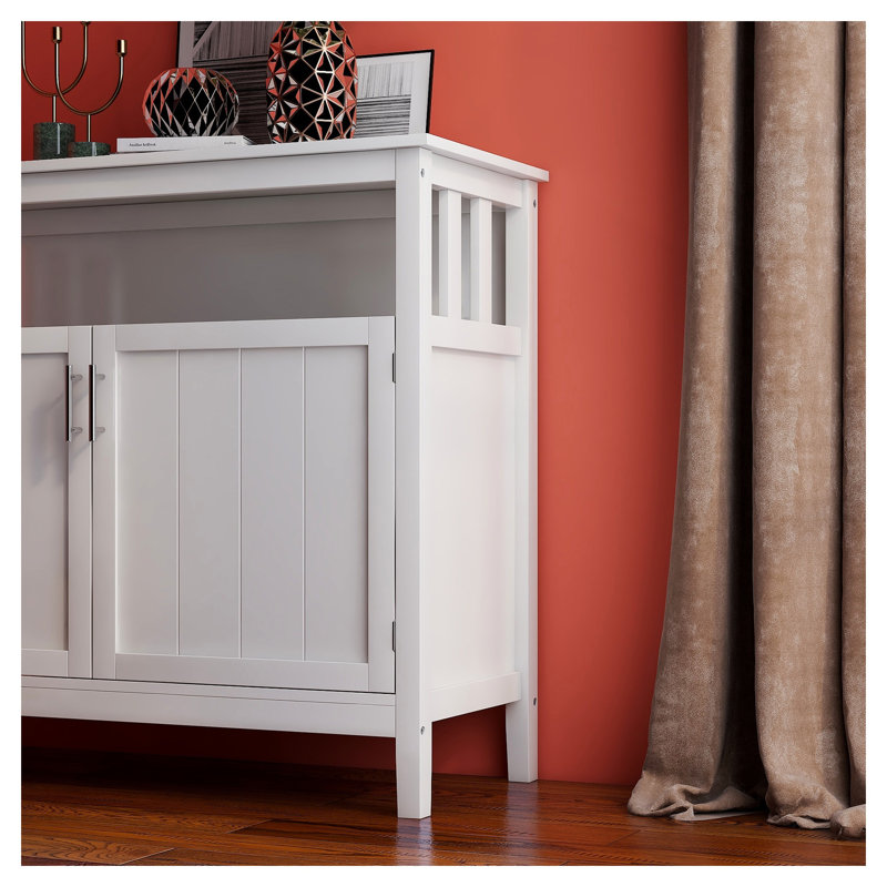 Buffet blanc avec rangement réglable et finition laquée UV