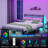 Bed Frame with Charging Station, LED Light Metal Bed Frame with Wooden Headboard, No Box Spring Required, No Noise, Easy Assembly-323463824-323463830