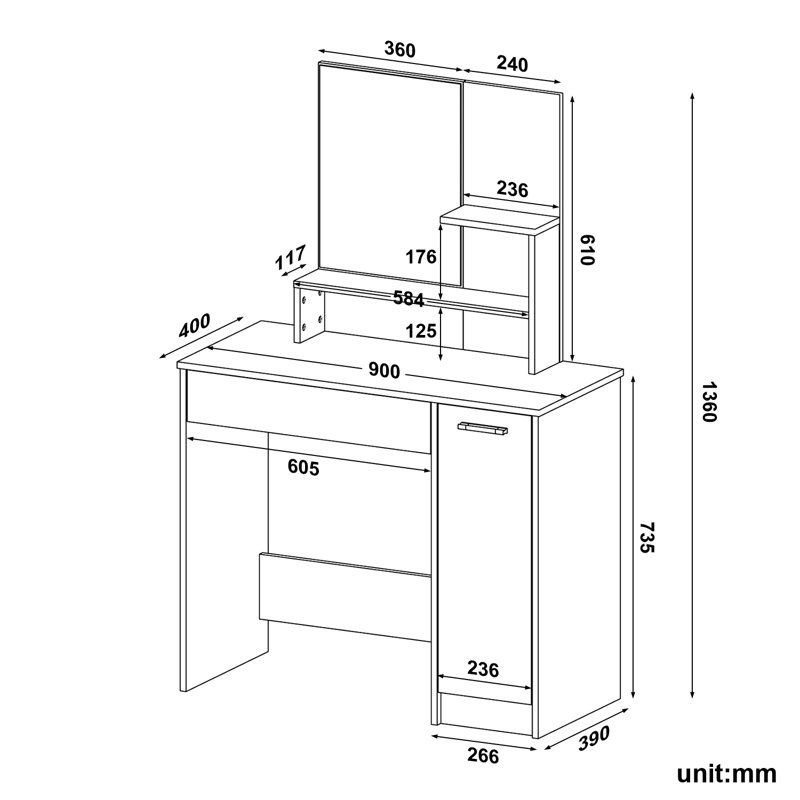 Sead Dressing Table with Mirror