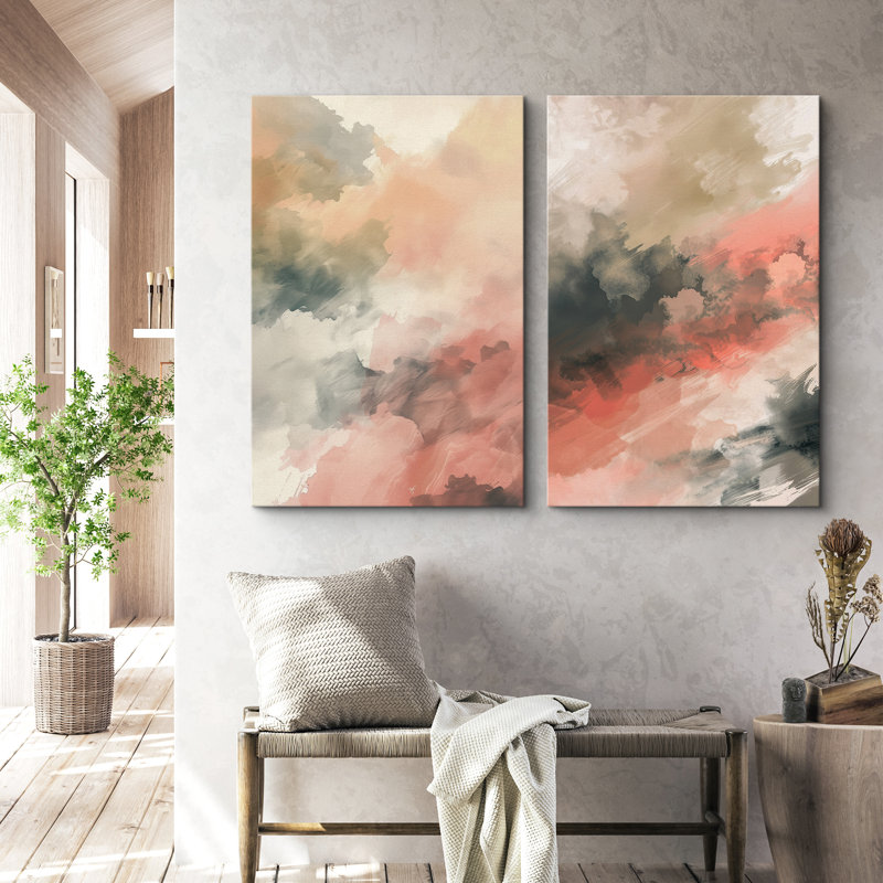 Coups de peinture abstraits, modernes et lumineux, grunge, vert, peinture encadrée, salon, Toile tendue, H 24 po x l 32 po
