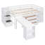Lit mezzanine avec bureau d'écriture rétractable et 3 tiroirs, lit mezzanine avec escalier de rangement et tablettes-110899563-110899562