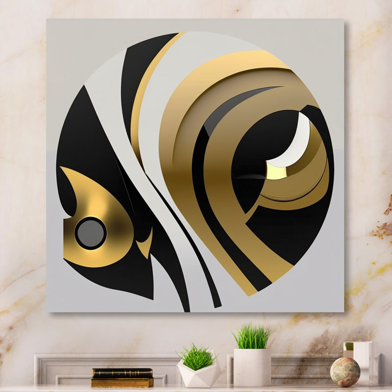 «Dreher Golden and Black Sphere IV», reproduction sur toile, H 16 po x l 16 po x P 1 po, Toile tendue