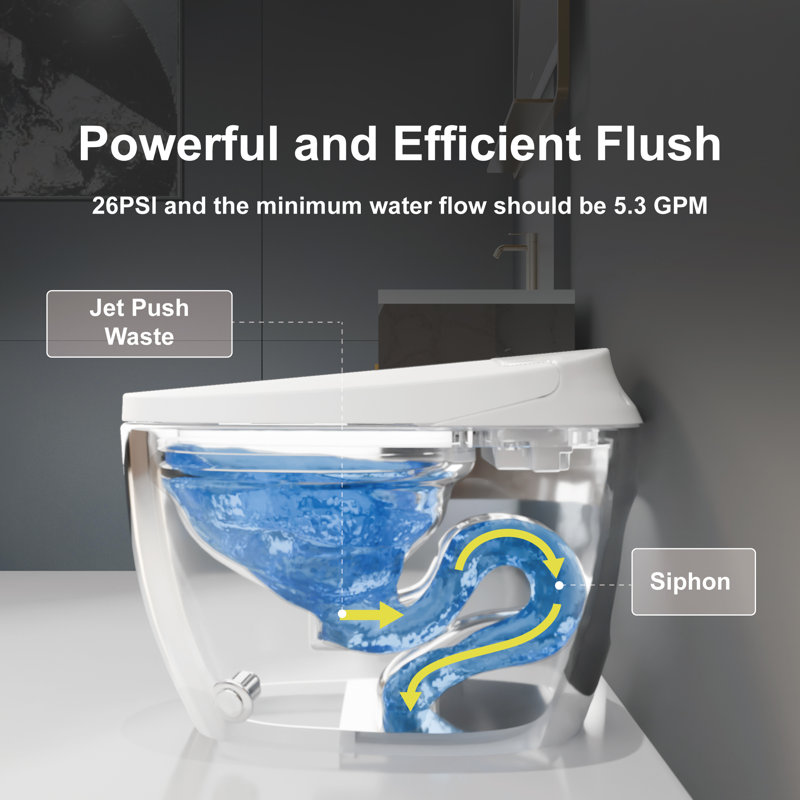 T16 Uinkoo Smart Toilet - Basic function white smart toilet, Foot  Kick, Auto Open/Close, ADA Compliant Comfort Height Toilet, Auto Flush System, Heated Seat, Night Light