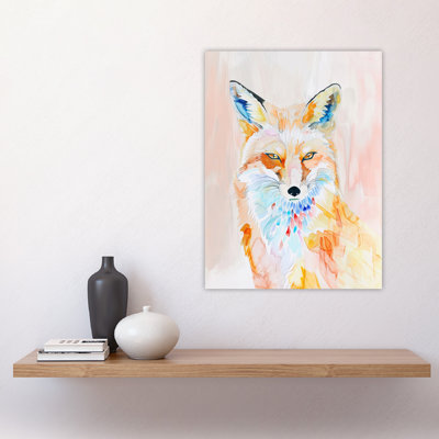 Fox Portrait Modern Watercolour Light Wall Art Print