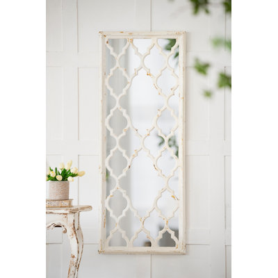 24" X 60" Distressed White Floor Mirror