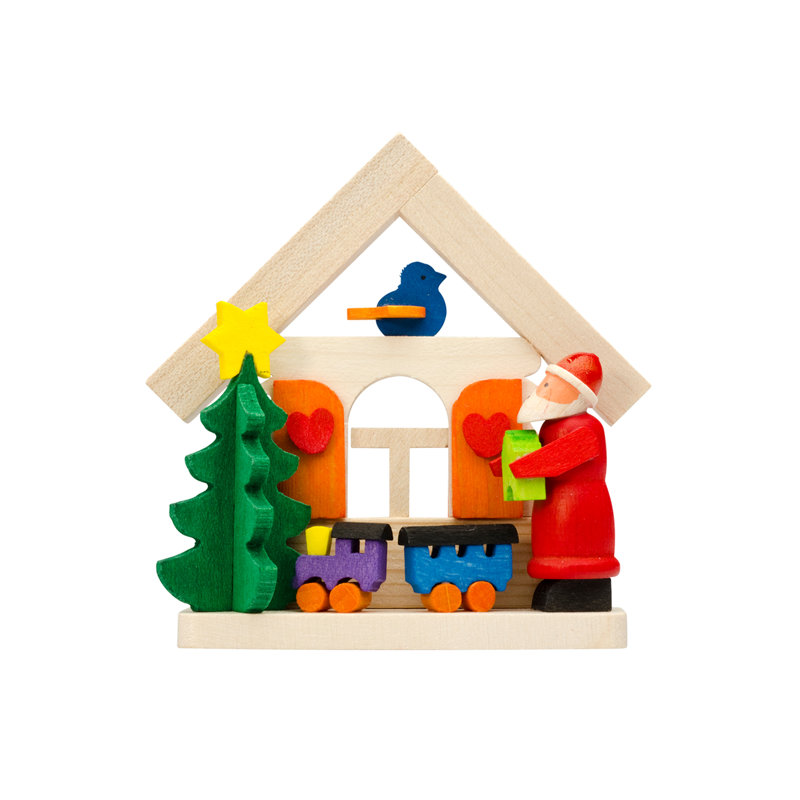 Ornement figurine suspendue père noël avec train/house Graupner