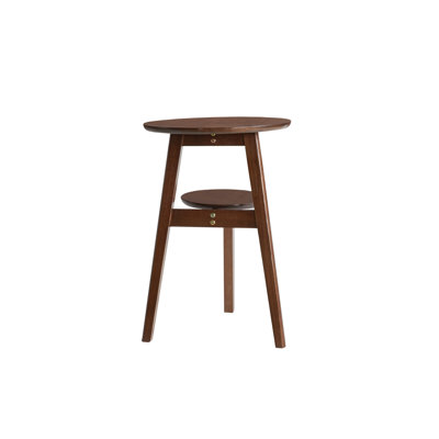 100% Solid Wood 2-Tier Side Table Sofa Side Table Living Room End Table Bedside Table,Solid Wood Round End Table, 2-Tier Small Side Table With Lower S