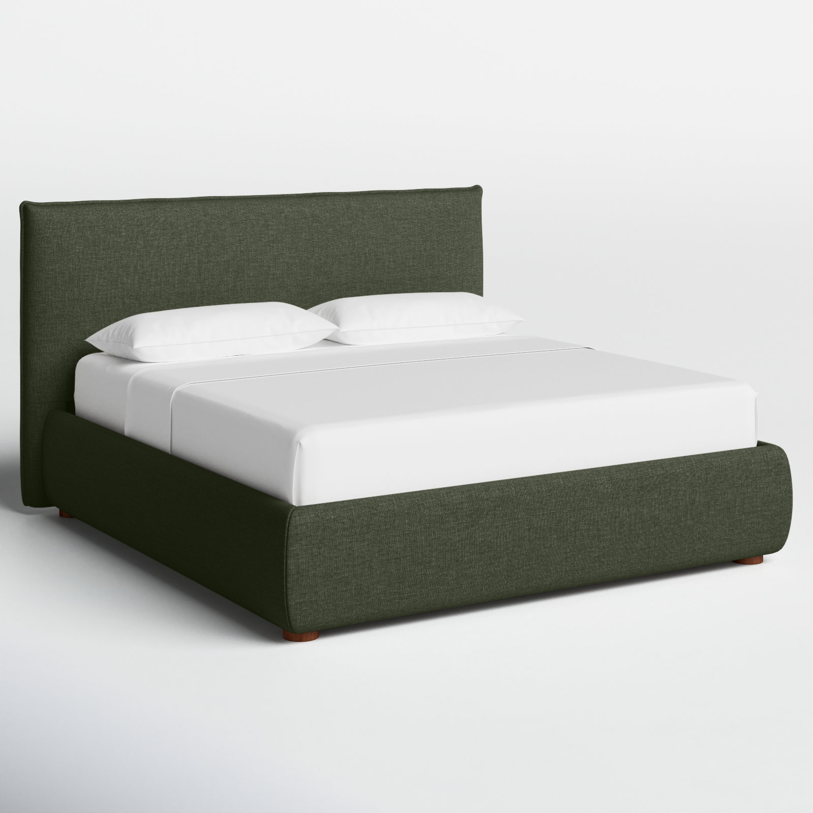 Timothy Upholstered Low Profile Platform Bed, Queen, Dark Green Basketweave, 45.5