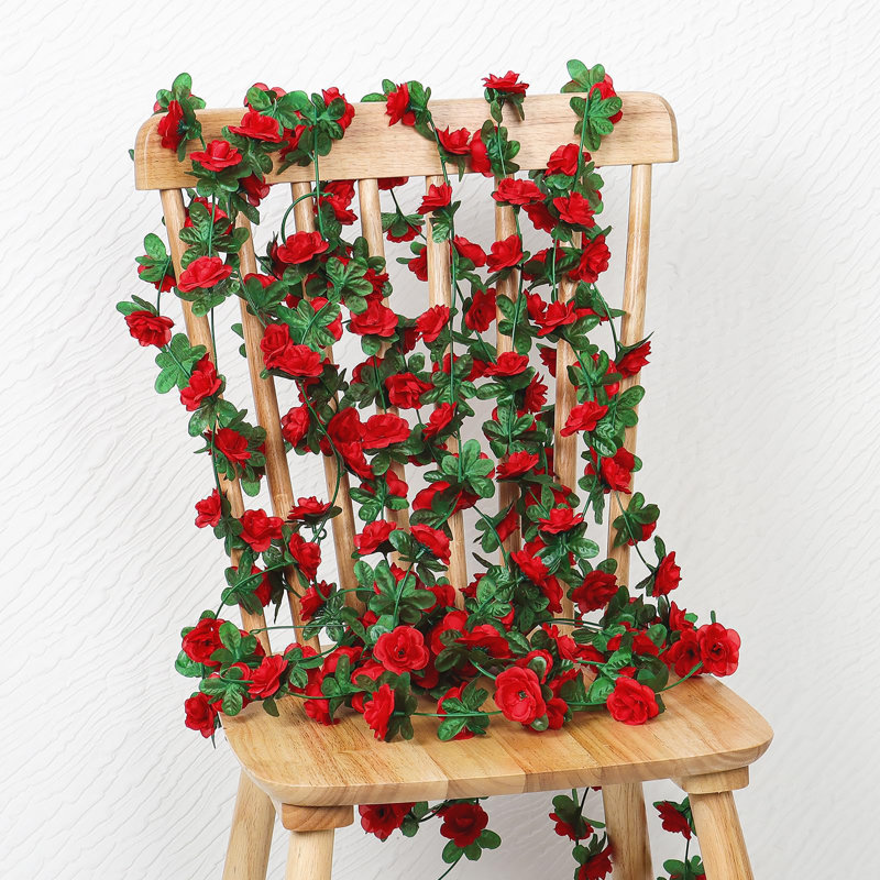 Paquet de 9 guirlandes de fleurs artificielles, Rouge