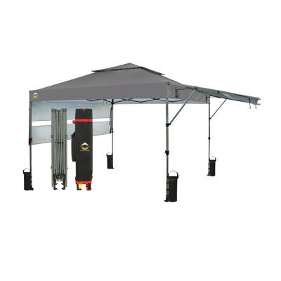 CROWN SHADES 10x10 Pop up Canopy Tent Patended Centerlock Instant Commercial Canopy with 150D Silver Coated Fabric Including 2 Extend Awnings, 4 Ropes, 8 Stakes, 4 Weight Bags, STO 'N Go Bag