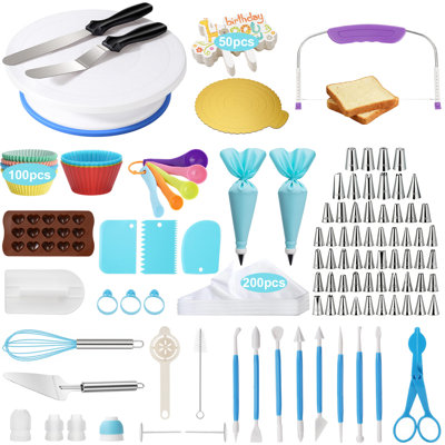452 Pcs Cake Decorating Supplies Set, Cupcake Decorating Supplies, Baking Supplies Tools, Piping Bags and Tips Set with Cake Turntable, Springform Pans,Icing Tips Pastry, Cake Scrapers