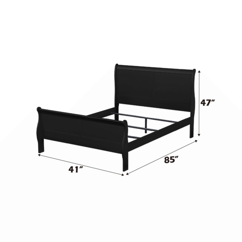 Ensemble de finition Louis Philippe, Lit simple, Noir, noir, noir, noir