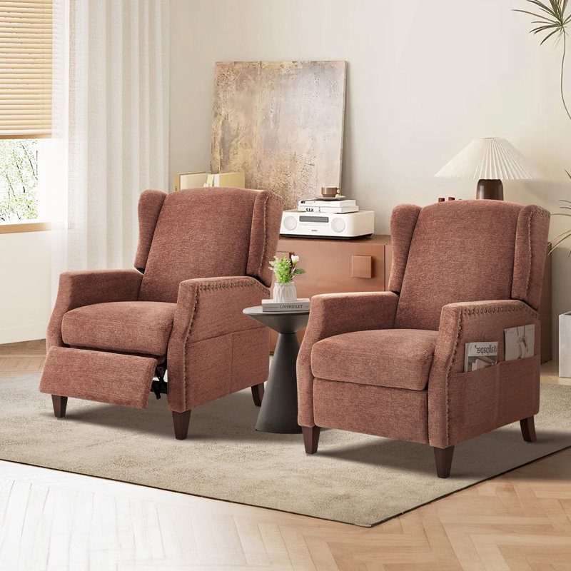 Audrie Upholstered Chenille Armchair, Coral Chenille