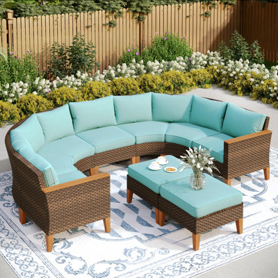 Ensemble modulaire d'extérieur en osier avec coussins Salem