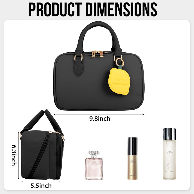 Travel Makeup Bag For Women, Large Waterproof Cosmetic Pouch, Wide Opening, Portable Toiletry Organizer, Free Standing